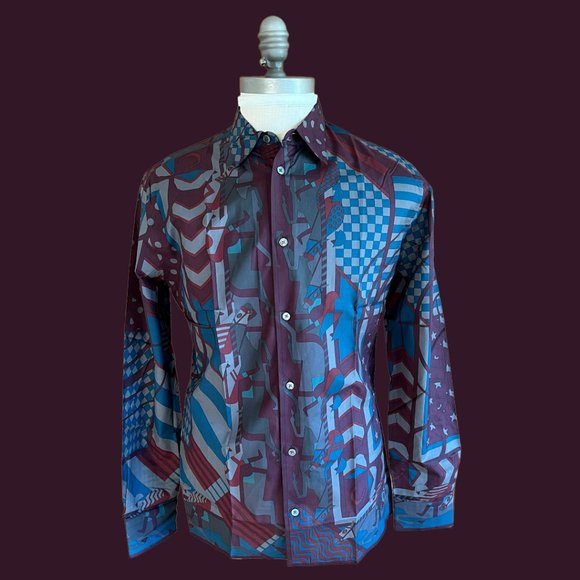 Hermes Steeple Chase Finess Shirt 15 3/4 - 40 France Brick Red Polished Cotton - Picture 7 of 14